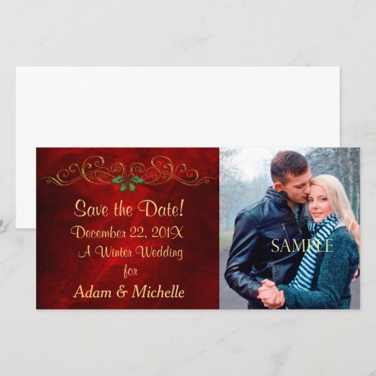 Elegante Winter Trouwfoto Save the Date (Voorkant / Achterkant)