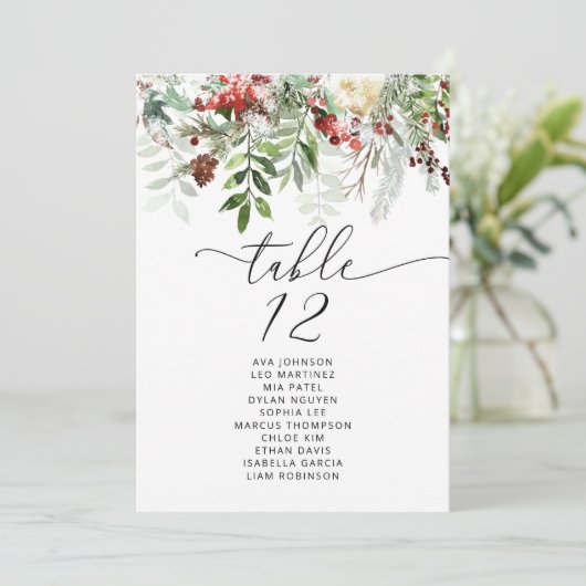 Elegante winter Trouwtafel Zitplaatsen Kaart (Staand voorkant)