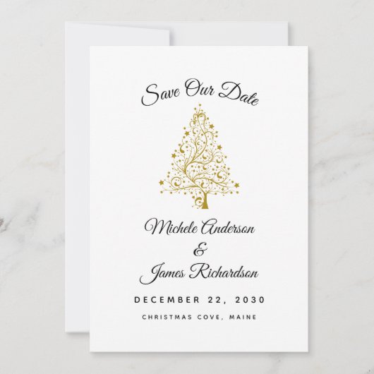 Elegante Winter Vakantie Bruiloft Save The Date (Voorkant)