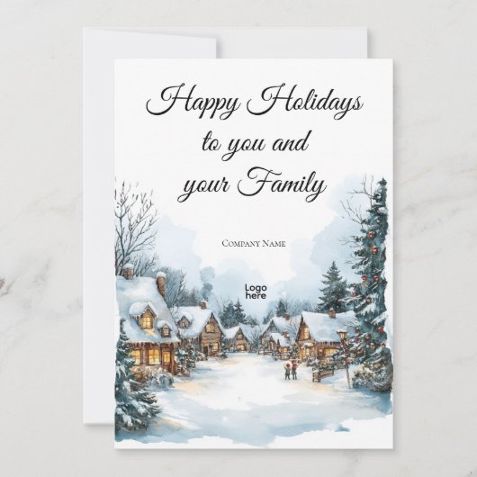 Elegante Winter Village Business Logo Holiday Kaar Kaart (Voorkant)