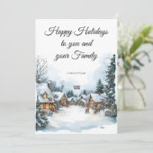 Elegante Winter Village Business Logo Holiday Kaar Kaart (Staand voorkant)