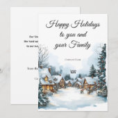 Elegante Winter Village Business Logo Holiday Kaar Kaart (Voorkant / Achterkant)