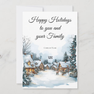 Elegante Winter Village Business Logo Holiday Kaar Kaart