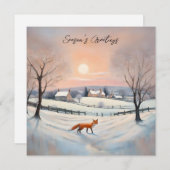Elegante Winter Vos Sneeuw Scène Landschap Kerstmi Feestdagenkaart (Voorkant / Achterkant)