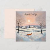 Elegante Winter Vos Sneeuw Scène Landschap Kerstmi Feestdagenkaart (Voorkant / Achterkant)