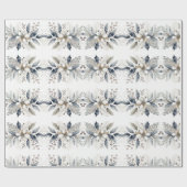 Elegante Winter Waterverf Bloemen Kerstmis Cadeaupapier (Vlak)