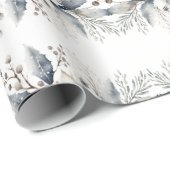 Elegante Winter Waterverf Bloemen Kerstmis Cadeaupapier (Rol Hoek)