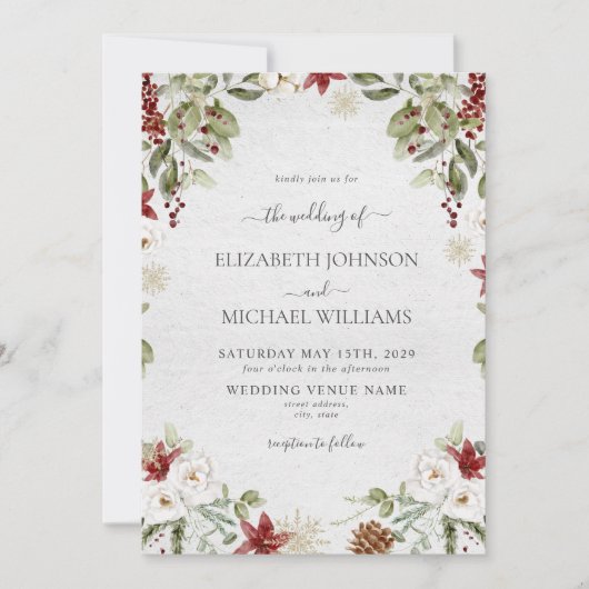 Elegante Winter Waterverf Botanische Script Bruilo Kaart (Voorkant)