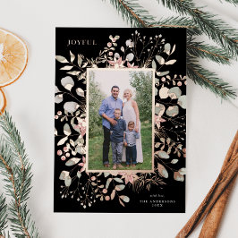 Elegante Winter Waterverf groen foto Folie Feestdagenkaart