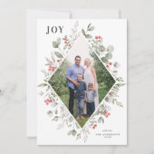 Elegante Winter Waterverf groen wit foto Feestdagenkaart (Voorkant)