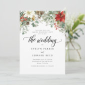 Elegante Winter Waterverf Kerstbruiloft Kaart (Staand voorkant)
