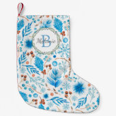 Elegante Winter Waterverf Patroon Monogram Krans Kleine Kerstsok (Voorkant)