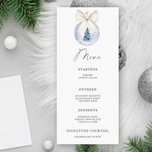 Elegante winter waterverfboog bal menu