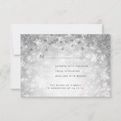 Elegante Winter Wedding RSVP Glitter Zilver Kaartje (Voorkant)