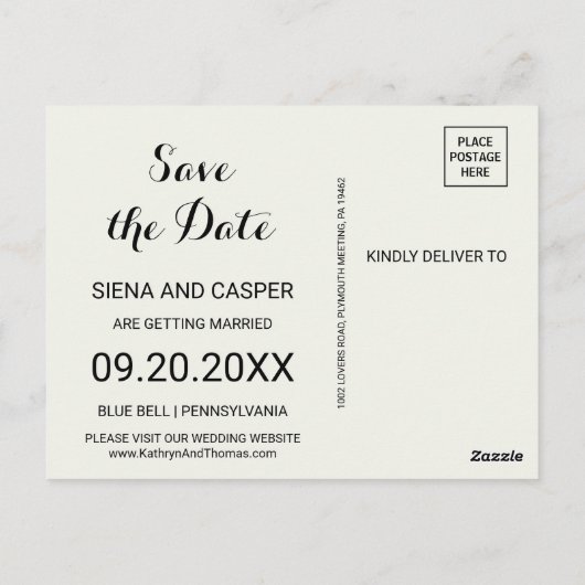 Elegante Winter White Peony Save the Date Kaart (Achterkant)