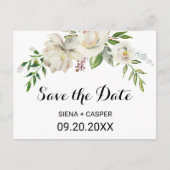 Elegante Winter White Peony Save the Date Kaart (Voorkant)