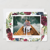 Elegante Winter Wijnrode Waterverf Bloemen Foto Save The Date (Achterkant)