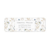 Elegante Winter Wildbloemen Bruiloft Retouradres Etiket (Voorkant)