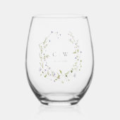 Elegante Winter Wildbloemen Bruiloft Wijnglas Zonder Voet (Voorkant)