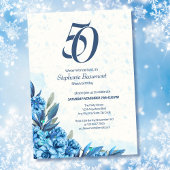 Elegante Winter Wit Blauwe Bloemen 50ste Verjaarda Kaart