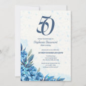 Elegante Winter Wit Blauwe Bloemen 50ste Verjaarda Kaart (Voorkant)