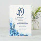 Elegante Winter Wit Blauwe Bloemen 50ste Verjaarda Kaart (Staand voorkant)