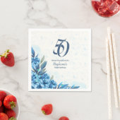 Elegante Winter Wit Blauwe Bloemen 50ste Verjaarda Servet (Insitu)