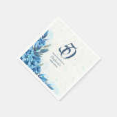 Elegante Winter Wit Blauwe Bloemen 50ste Verjaarda Servet (Hoek)
