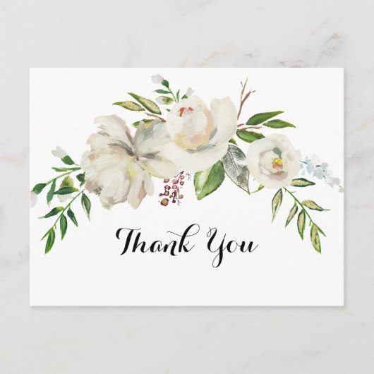 Elegante winter witte pioen dank u briefkaart (Voorkant)