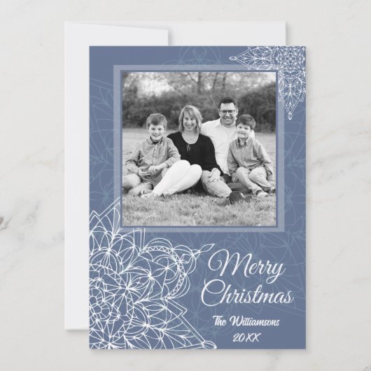 Elegante winter witte sneeuwvlokken feestdagenkaart (Voorkant)