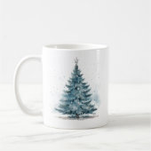 Elegante Winter Wonderland Blauwe Kerstboom Koffiemok (Links)