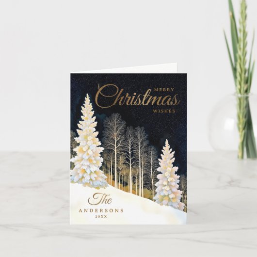 Elegante Winter Wonderland Familie Kerst Kaart (Voorkant)