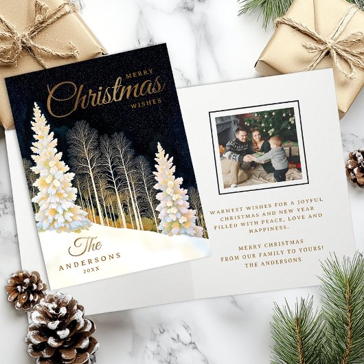 Elegante Winter Wonderland Familie Kerst Kaart