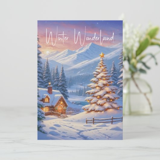 Elegante Winter Wonderland Feestelijke Kerst Feestdagenkaart (Staand voorkant)
