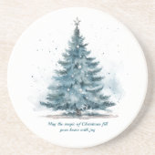 Elegante Winter Wonderland Kerstboom Zandsteen Onderzetter (Voorkant)
