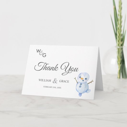 Elegante Winter Wonderland Sneeuwvlokken bruiloft Bedankkaart (Voorkant)