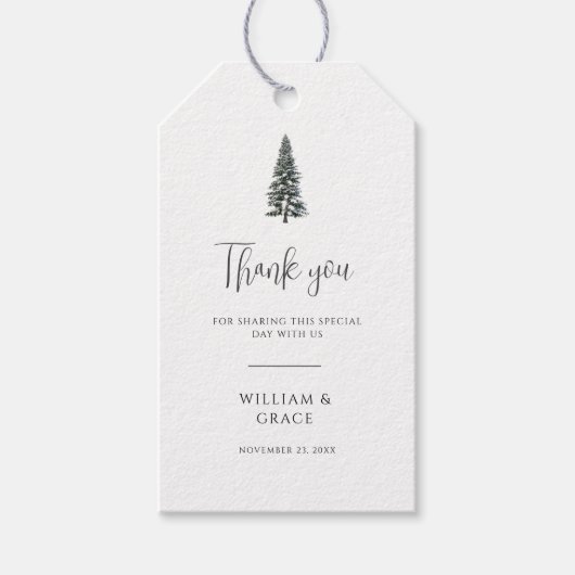 Elegante Winter Wonderland Sneeuwvlokken bruiloft Cadeaulabel (Voorkant)