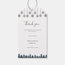 Elegante Winter Wonderland Sneeuwvlokken bruiloft Cadeaulabel