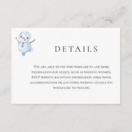 Elegante Winter Wonderland Sneeuwvlokken bruiloft Informatiekaartje