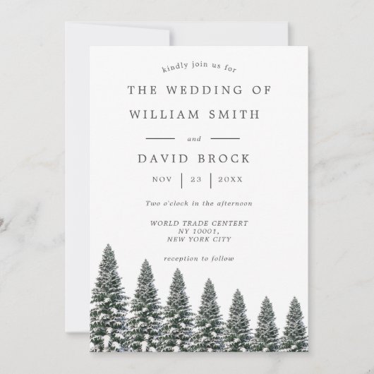 Elegante Winter Wonderland Sneeuwvlokken bruiloft Kaart (Voorkant)