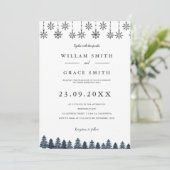 Elegante Winter Wonderland Sneeuwvlokken bruiloft Kaart (Staand voorkant)