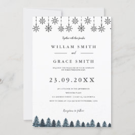 Elegante Winter Wonderland Sneeuwvlokken bruiloft Kaart