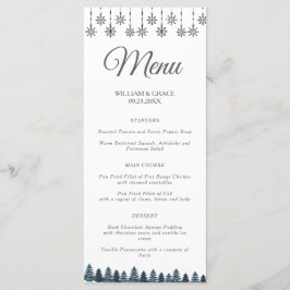 Elegante Winter Wonderland Sneeuwvlokken bruiloft Menu