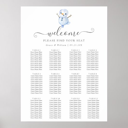 Elegante Winter Wonderland Sneeuwvlokken bruiloft Poster (Voorkant)