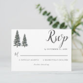 Elegante Winter Wonderland Sneeuwvlokken bruiloft RSVP Kaartje (Staand voorkant)