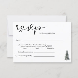 Elegante Winter Wonderland Sneeuwvlokken bruiloft RSVP Kaartje