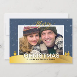 Elegante Winter Wonderland Sneeuwvlokken Familiefo Feestdagenkaart