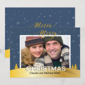 Elegante Winter Wonderland Sneeuwvlokken Familiefo Feestdagenkaart (Voorkant / Achterkant)