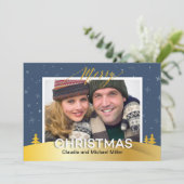 Elegante Winter Wonderland Sneeuwvlokken Familiefo Feestdagenkaart (Staand voorkant)