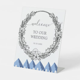 Elegante Winter Wonderland Sneeuwvlokken Reclamebord Met Voetstuk